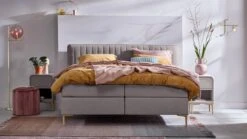 Boxspring Ruby Vlak Met Gestoffeerd Matras -Karlsson Winkel Boxspring Ruby vlak met gestoffeerd matras taupe 1