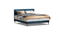 Boxspring Viggo Vlak Met Silver Pocket Deluxe Foam Matras -Karlsson Winkel Boxspring Viggo vlak met Silver Pocket Deluxe Foam matras oakland blauw 3