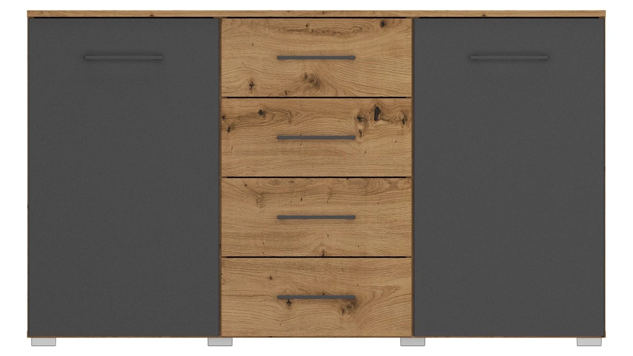 Commode Birmingham Met 2 Deuren En 4 Laden 2 Commode Birmingham Met 2 Deuren En 4 Laden - Afbeelding 2