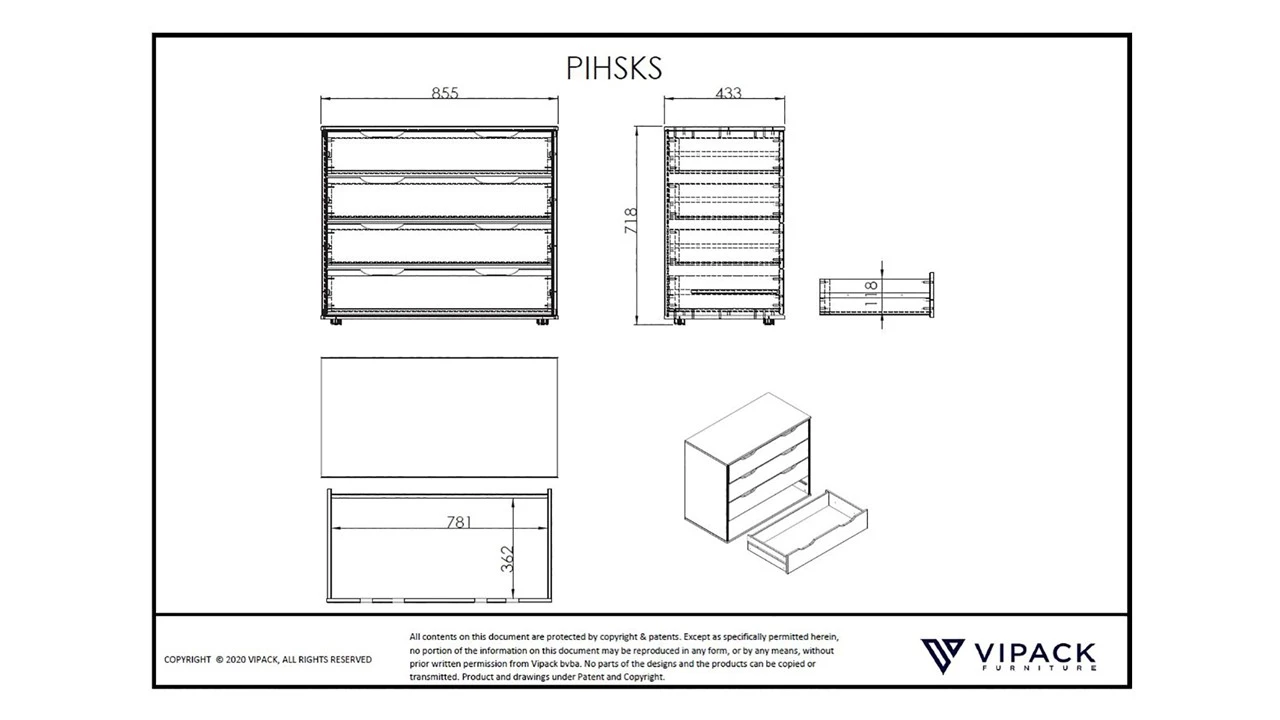 Commode 4 Laden Pino/Scott 3 Commode 4 Laden Pino/Scott - Afbeelding 3