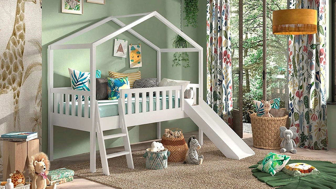 Halfhoogslaper Dallas Als Huis Met Glijbaan 1 Halfhoogslaper Dallas Als Huis Met Glijbaan