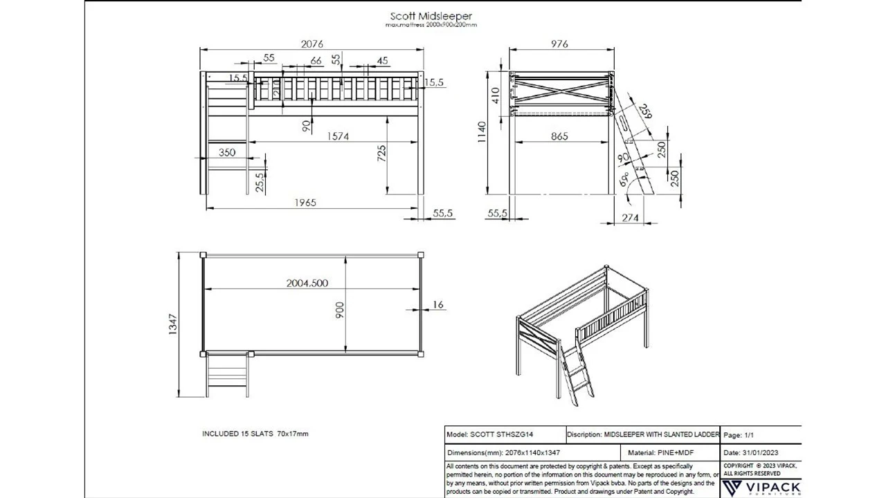Halfhoogslaper Scott Met Bureau En 2 Commodes 7 Halfhoogslaper Scott Met Bureau En 2 Commodes - Afbeelding 7