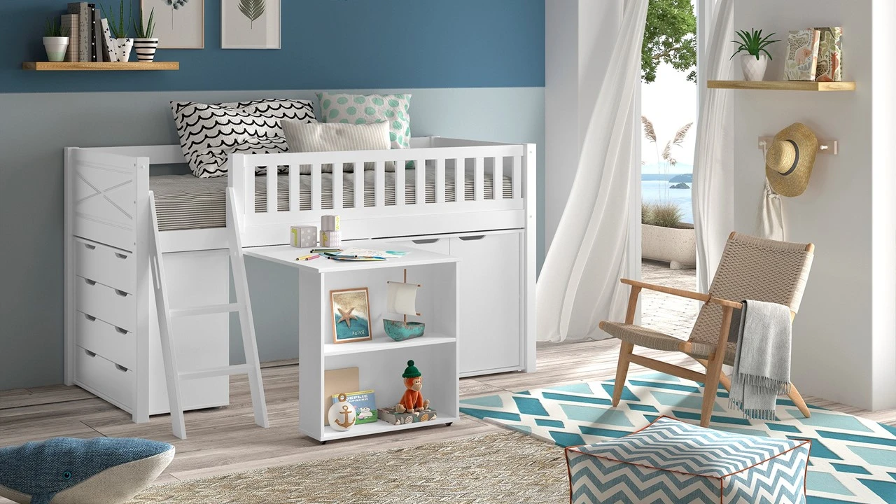 Halfhoogslaper Scott Met Bureau En 2 Commodes 1 Halfhoogslaper Scott Met Bureau En 2 Commodes