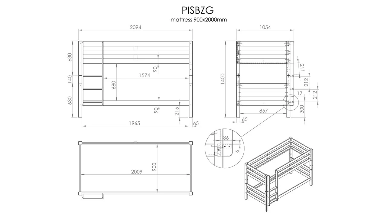 Stapelbed Pino Laag 3 Stapelbed Pino Laag - Afbeelding 3