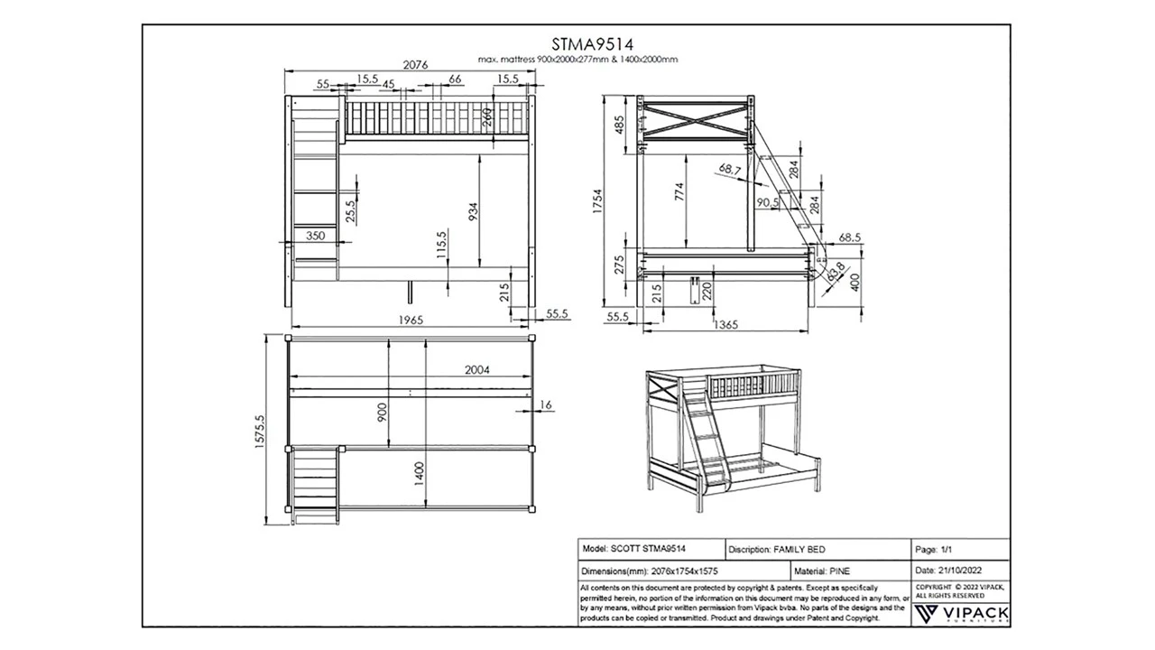 Stapelbed Scott 3-persoons 5 Stapelbed Scott 3-persoons - Afbeelding 5