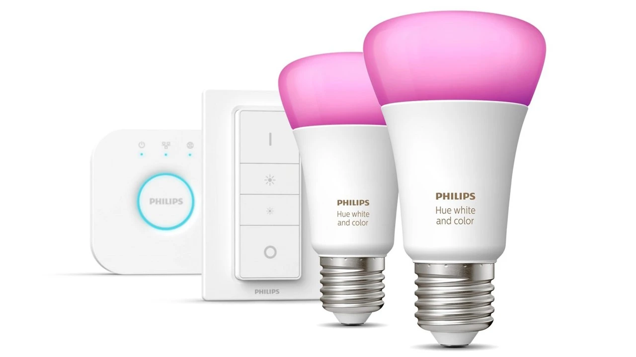 Verlichting Philips Hue White And Color Ambiance Starterkit E27 (2 Lampen, 2 Dimmers + Bridge) 5 Verlichting Philips Hue White And Color Ambiance Starterkit E27 (2 Lampen, 2 Dimmers + Bridge) - Afbeelding 5